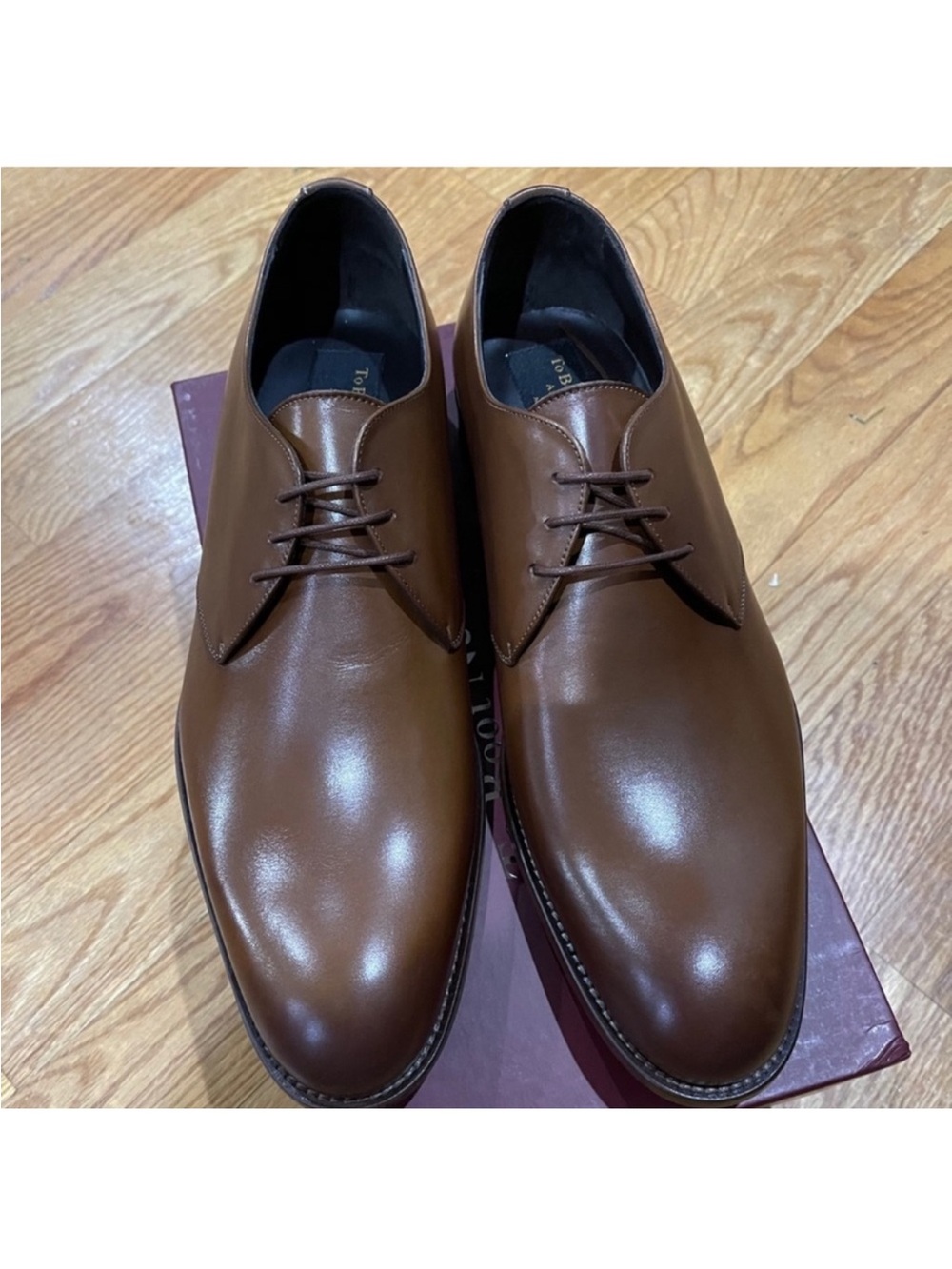 To Boot Brown Leather Plain-Toe Derby Shoes Sz 10.5